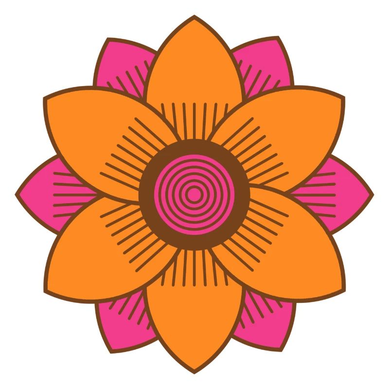 Style rétro du milieu du siècle Rose et Orange Fleur