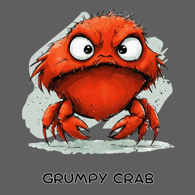 Grumpy Crab - Mürrische Cartoon Krabbe Design