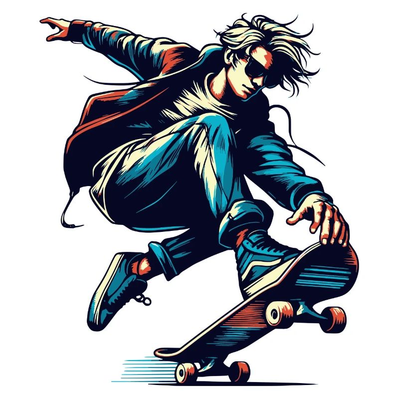 Lebendiges buntes Motiv eines Skaters