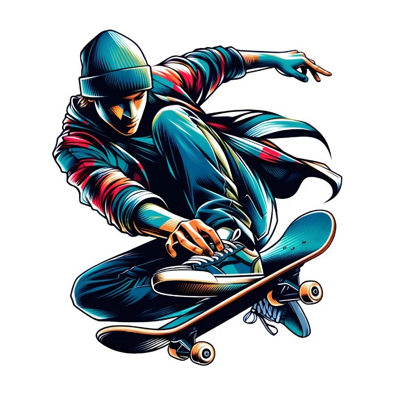 Lebendiges buntes Motiv eines Skaters