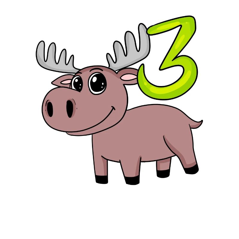 3rd Birthday Motif Moose - Three Years Old
