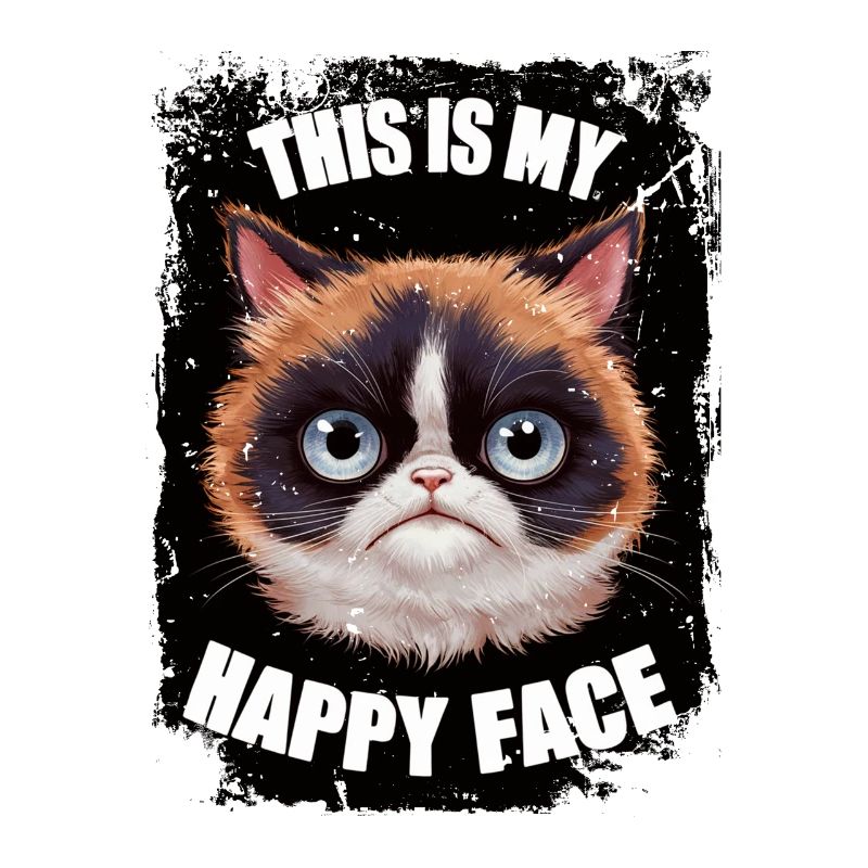 Funny Happy Face Kitten Kitty Cat Ironic Sarcasm.