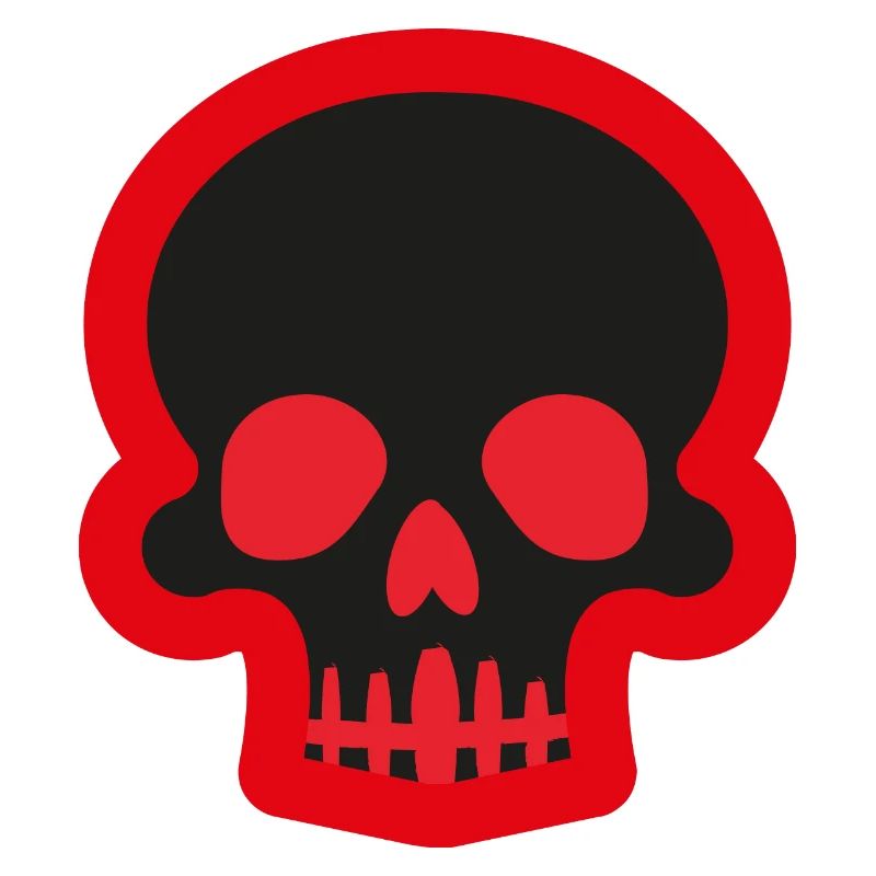 Black skull with red outline