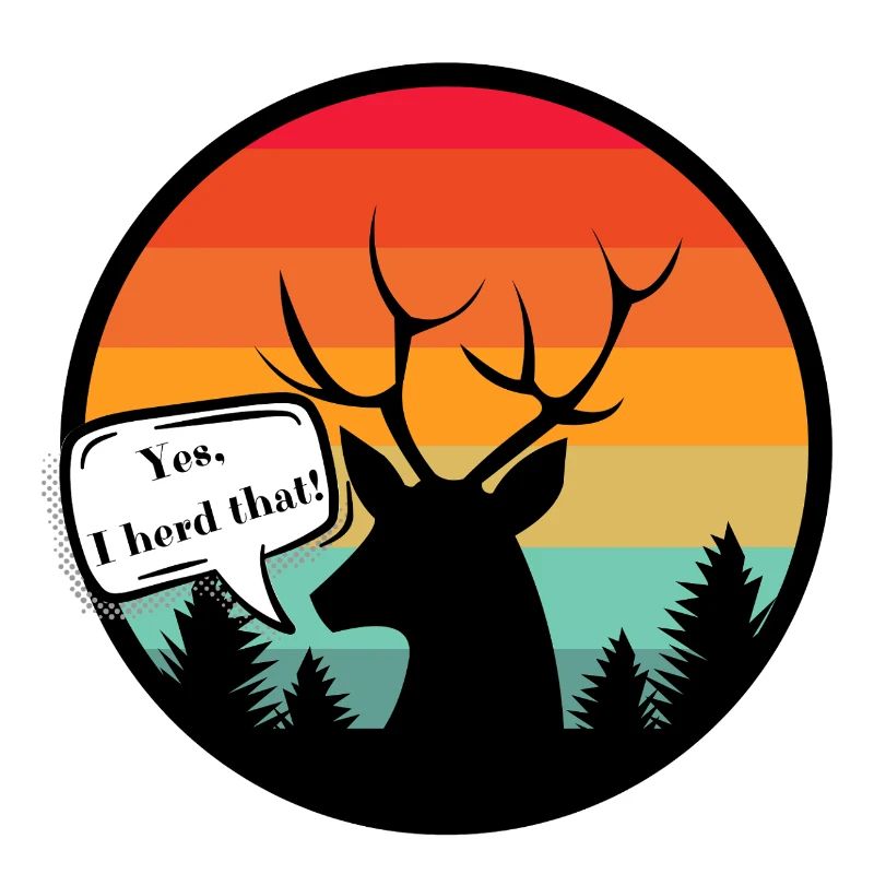 Deer with retro style sunset background