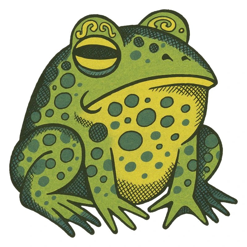 Whimsical Green Frog Illustration