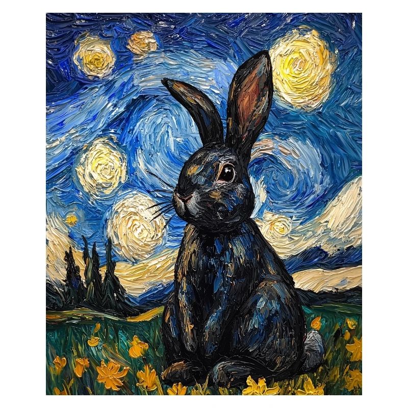Bunny Van Gogh Style Starry Night