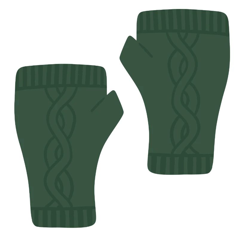 Green Cable Knit Pattern Fingerless Gloves