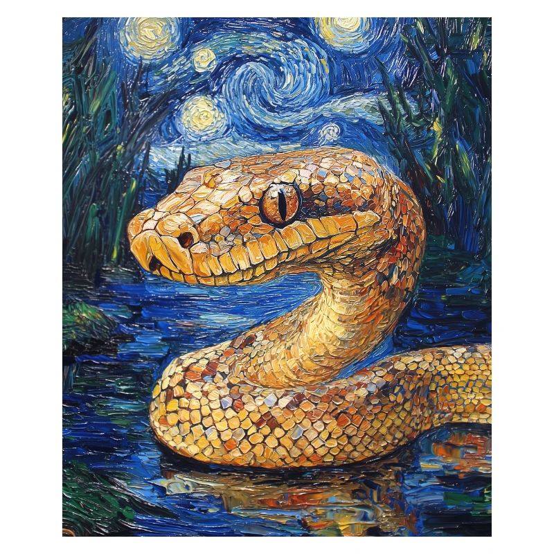Serpent Python Style Van Gogh Nuit étoilée