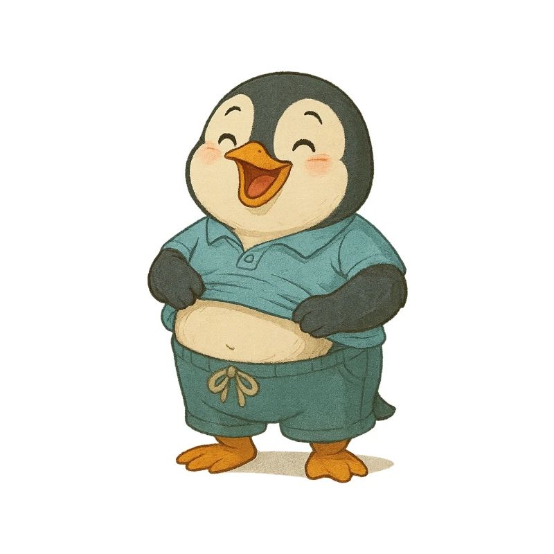 Happy penguin with belly