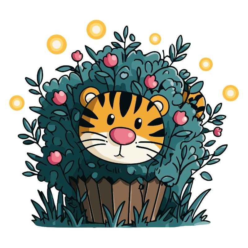 Tigre dans le buisson fleuri