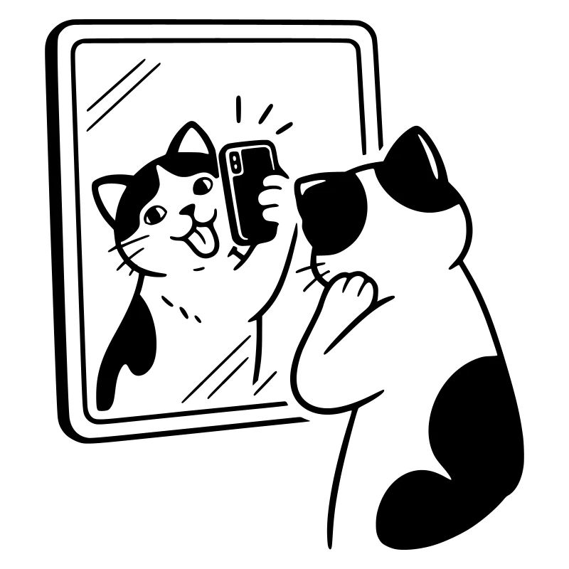 Selfie dans le miroir du chat
