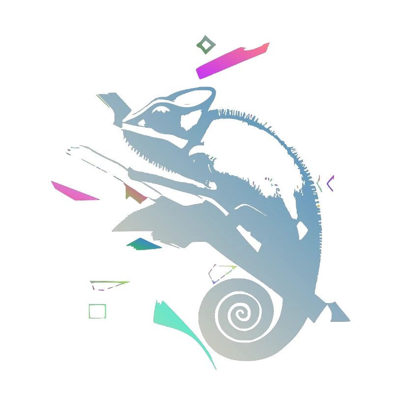 Caméléon en spirale dans un gradient néon