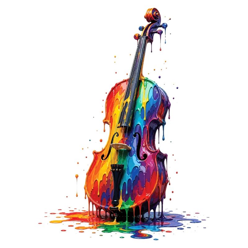 Viola with dripping paint