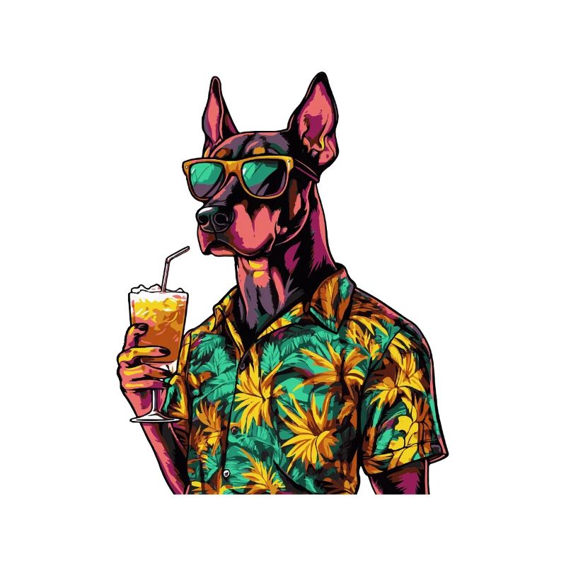 Doberman Dog Comic Summer