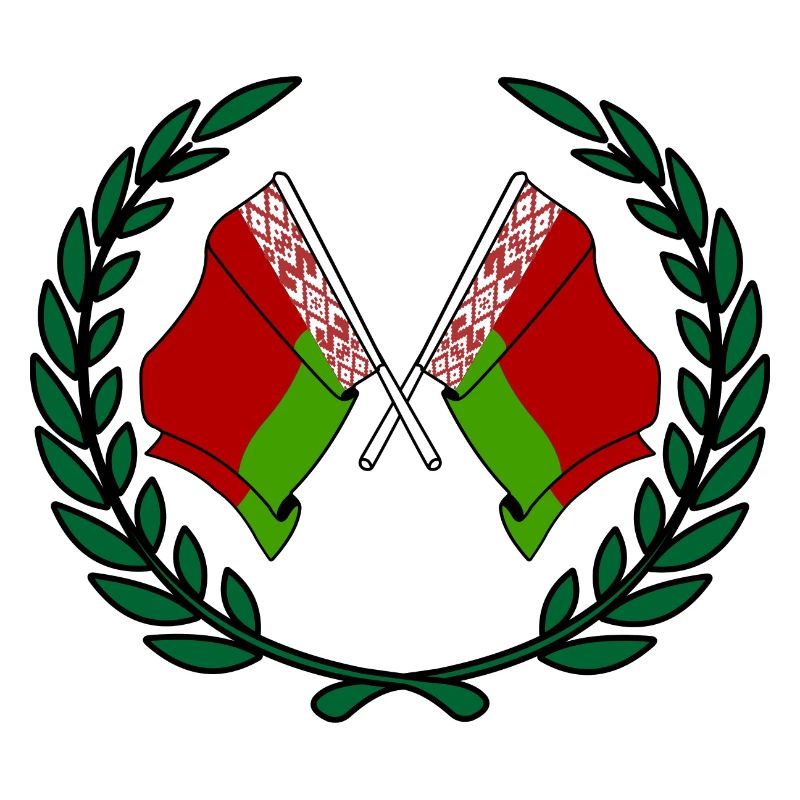 Flags Belarus in laurel wreath