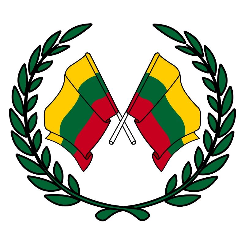 Flags Lithuania in laurel wreath