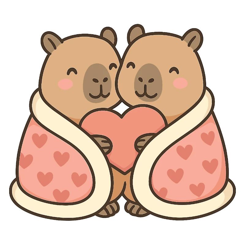 Capybara Paar eingekuschelt – Valentinsmotiv