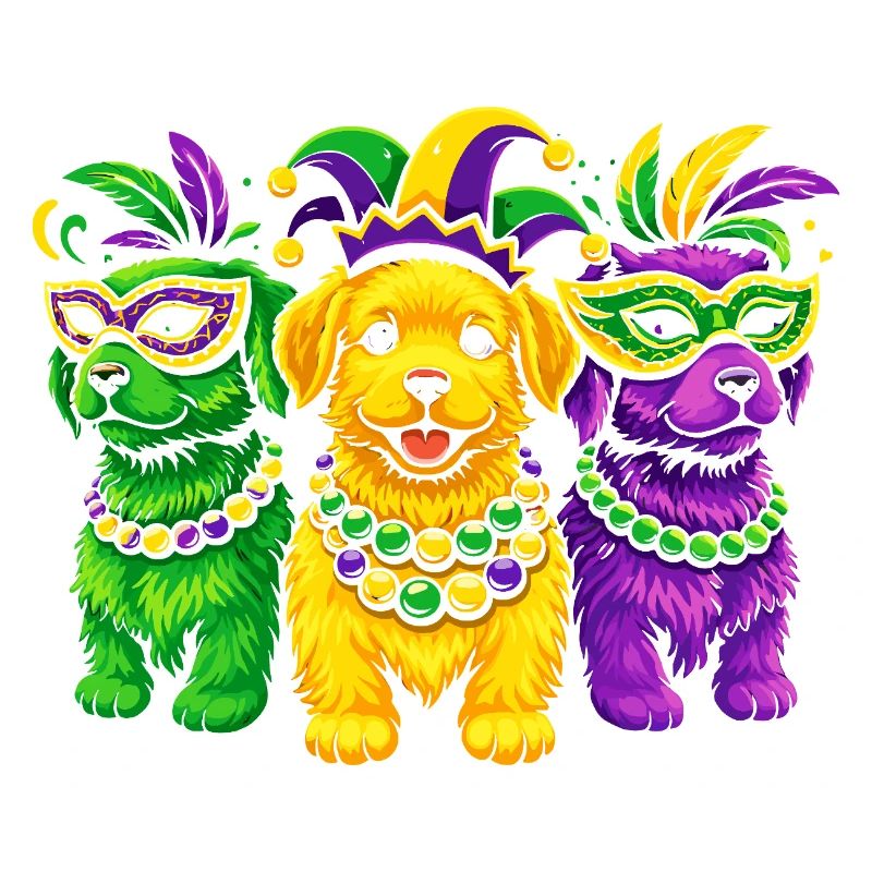 Chiens de carnaval : Trio de perles de Mardi Gras