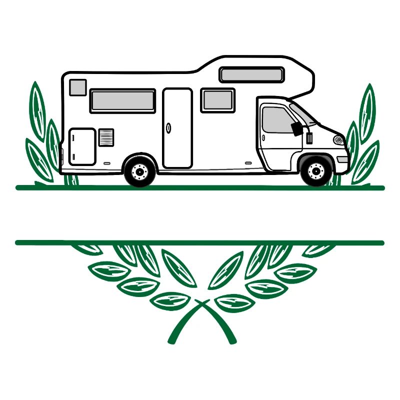 Camper im Kranz mit Platz für Text oder Namen