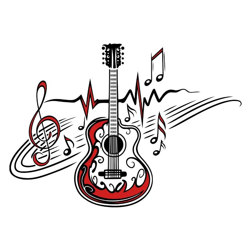 Heartbeat Guitar Musical Notes Pulse
