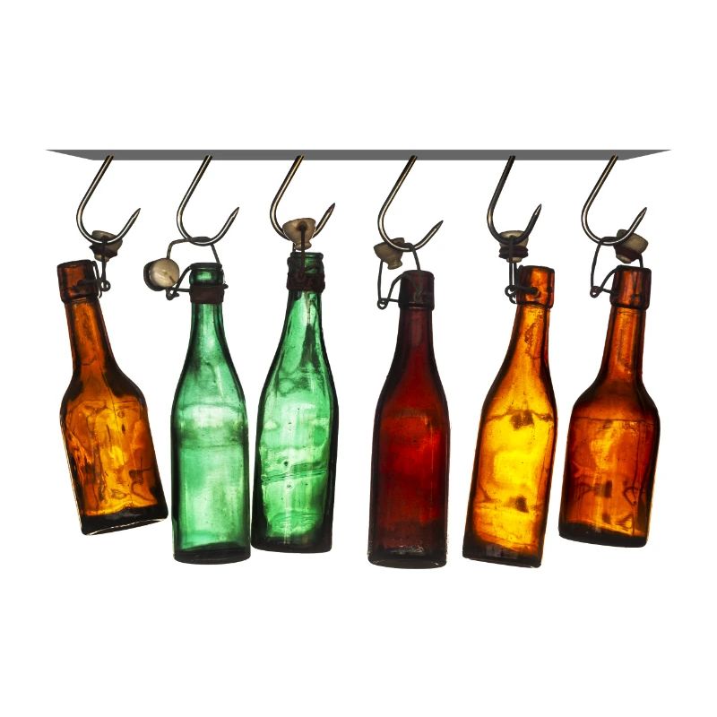 Hanging colorful bottles