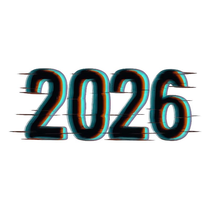 Futuristic Year 2026 Design with Neon Effect