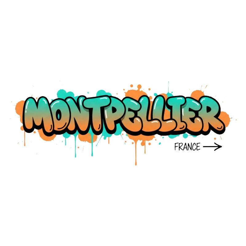 Conception du nom de la ville de Montpellier dans le style graffiti