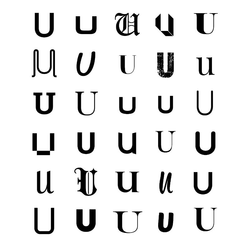 Typography U monogram letter mosaic design.