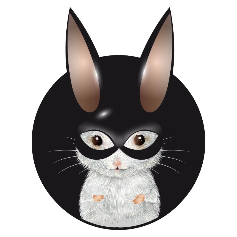 Cute White Mouse with Bunny Mask in Patch