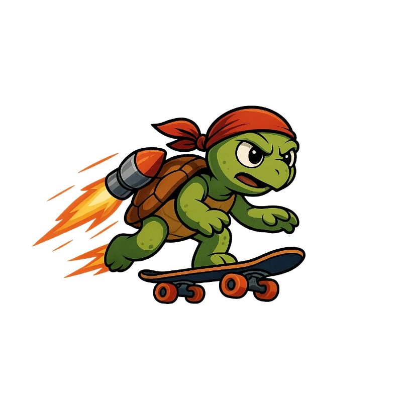 Rocket turtle on skateboard