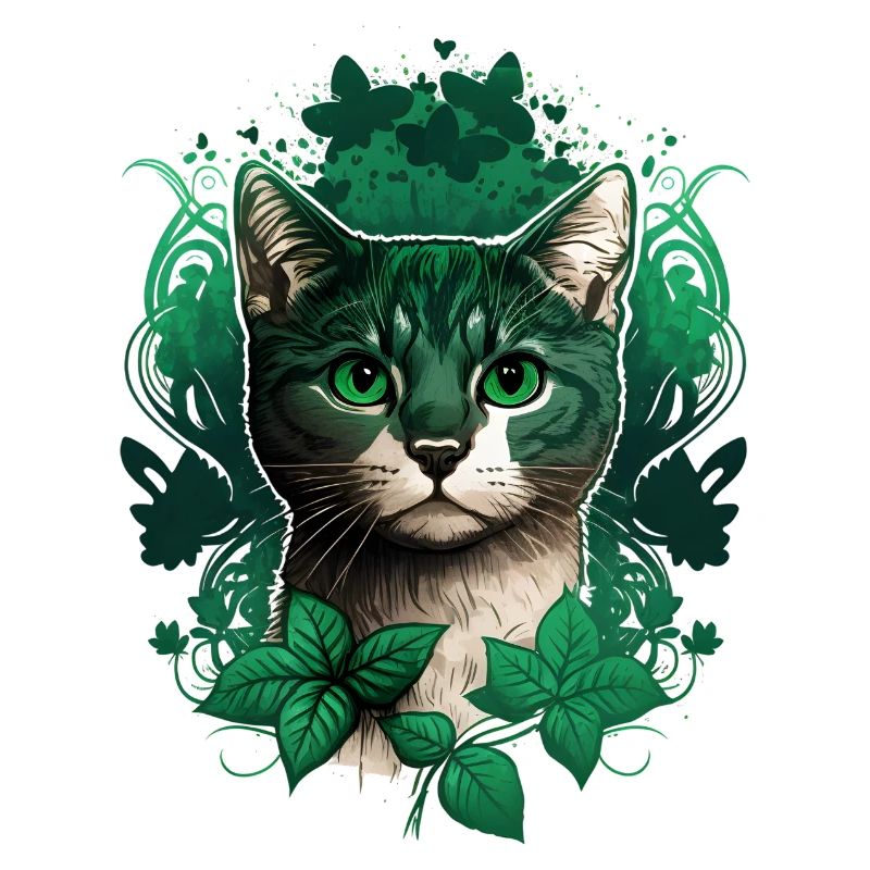 Katze mit Efeu Rahmen