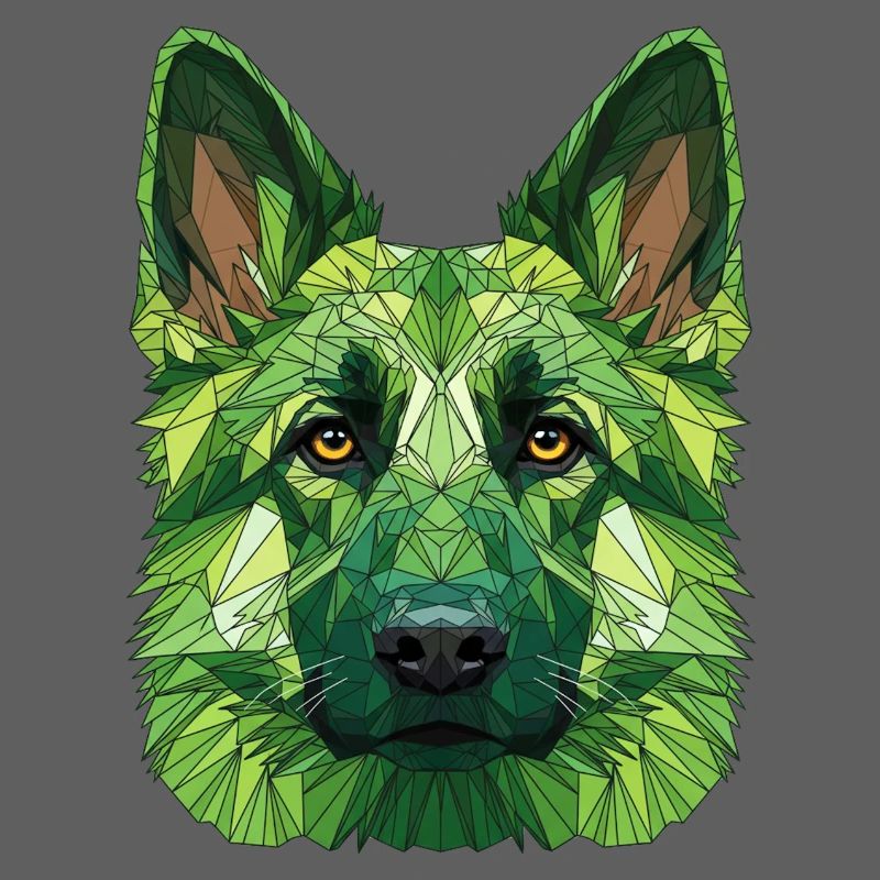 Green polygon wolf