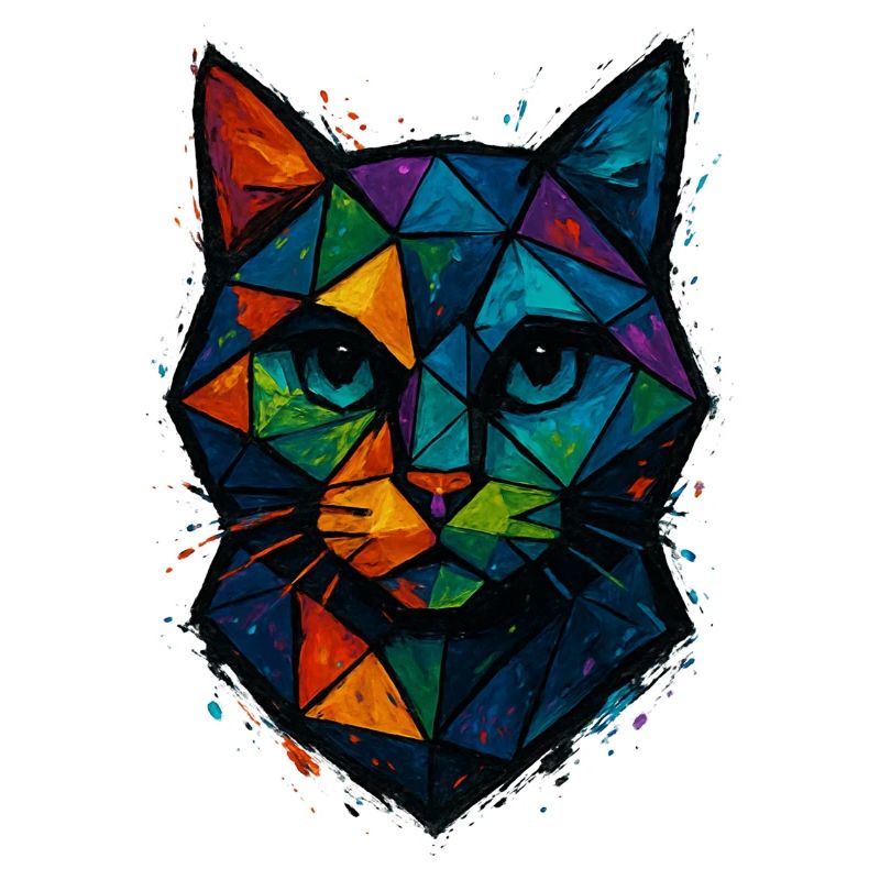 Chat Low Poly - Geometric Mesh Polygonal Art Desig