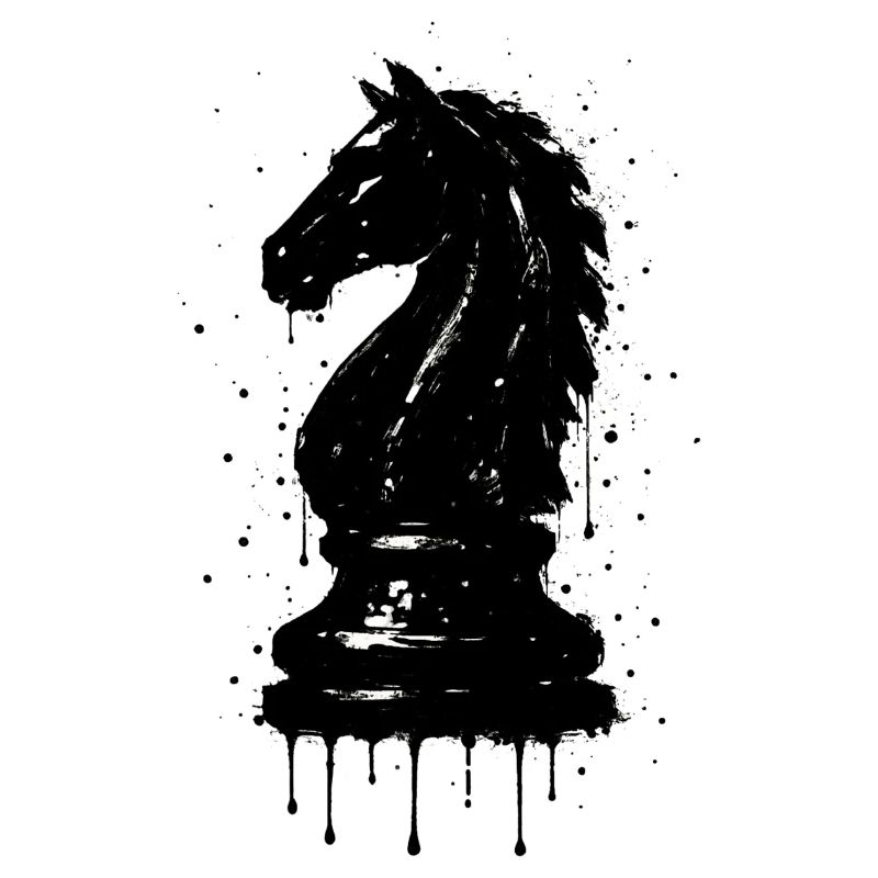 Knight Chess Style Black Graffiti Artistic