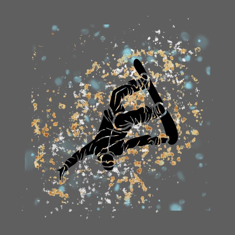 Blue-gold splashed snowboard