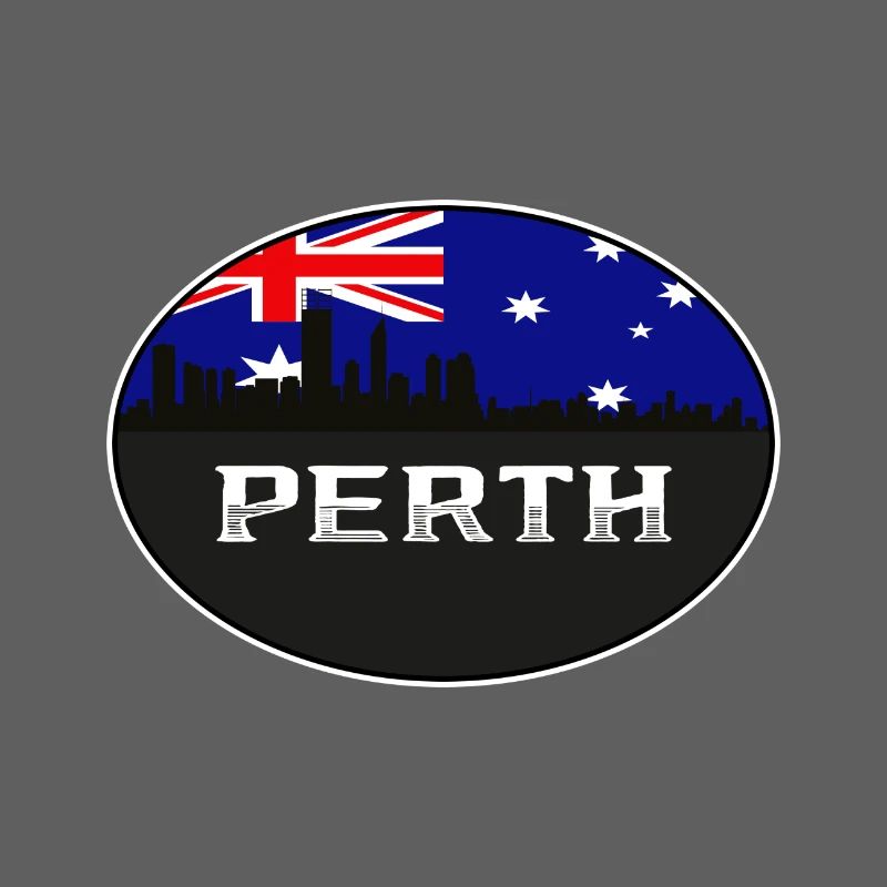 Perth Australie Skyline Silhouette Drapeau australien