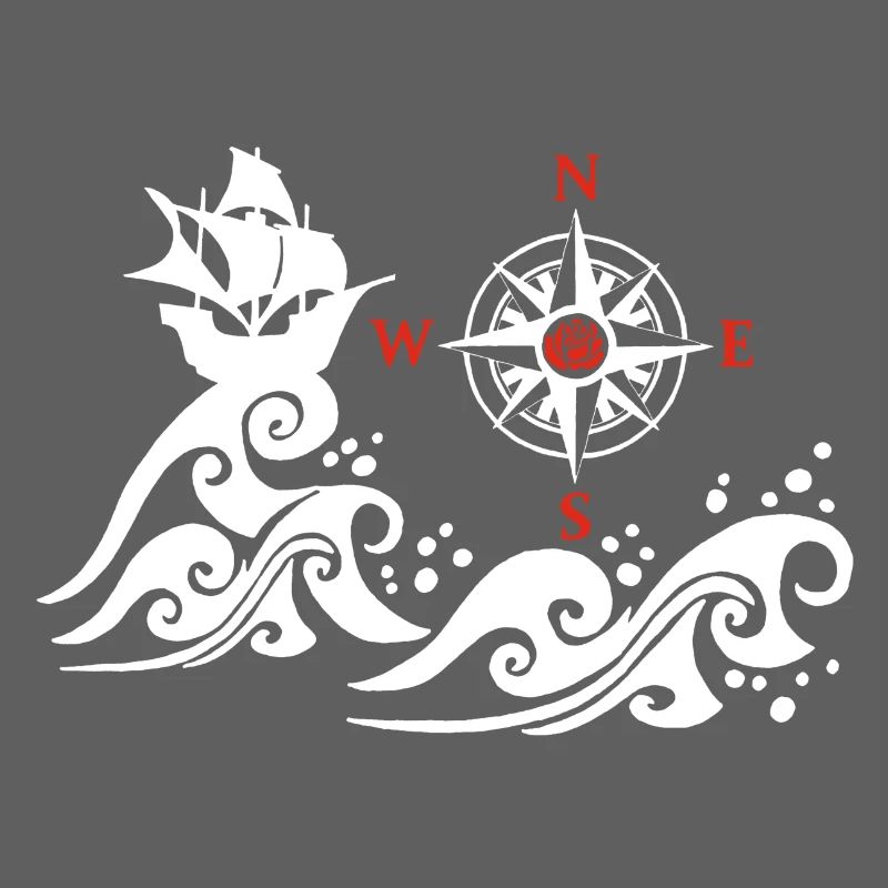 White and compass pink boat