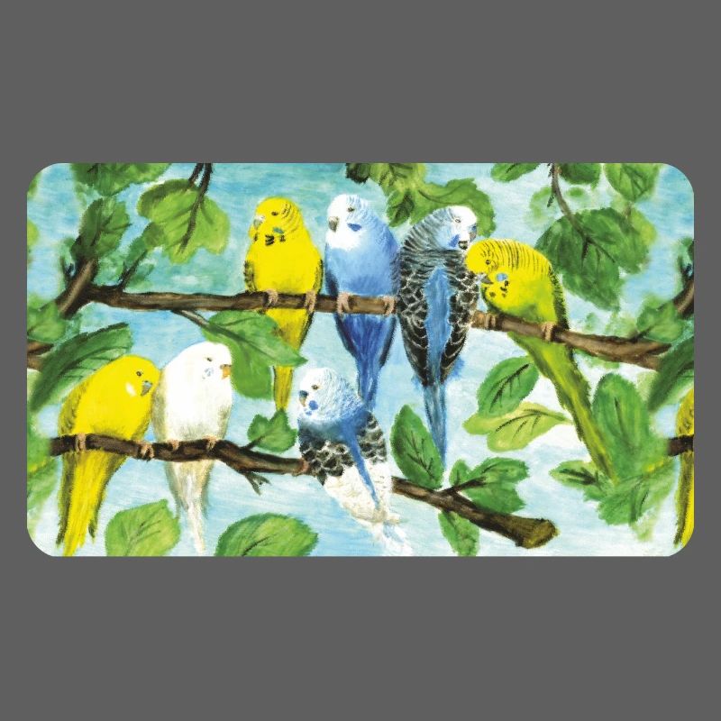 Perruches sur un arbre - craie pastel