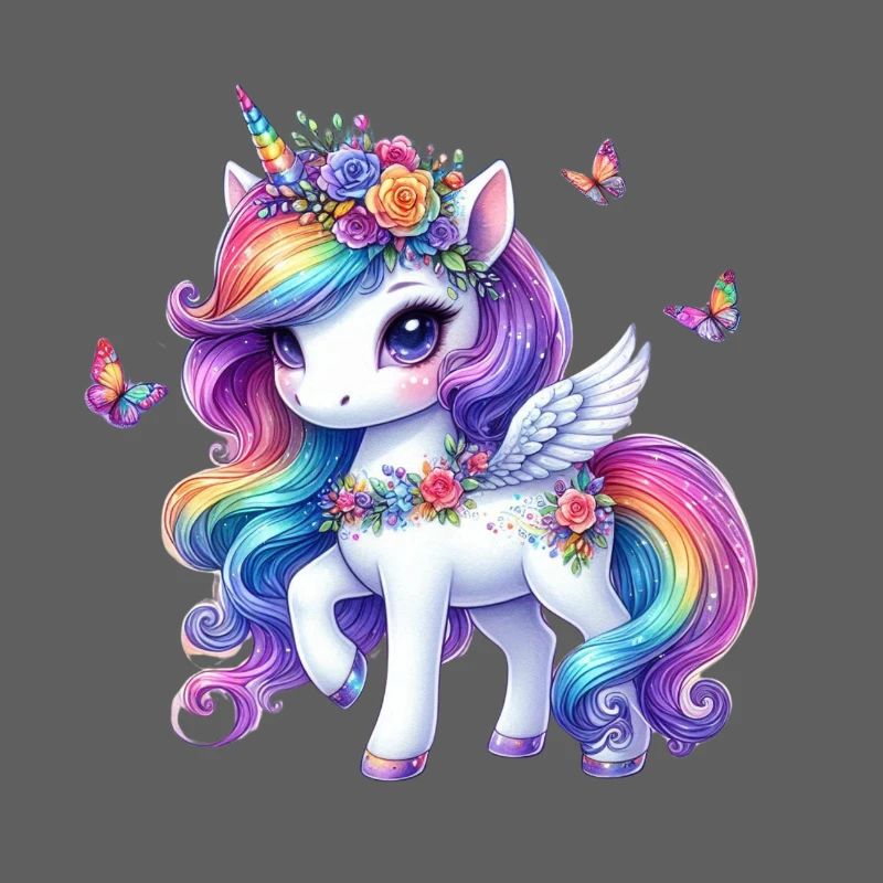 Regenbogenblüte Einhorn Flügel