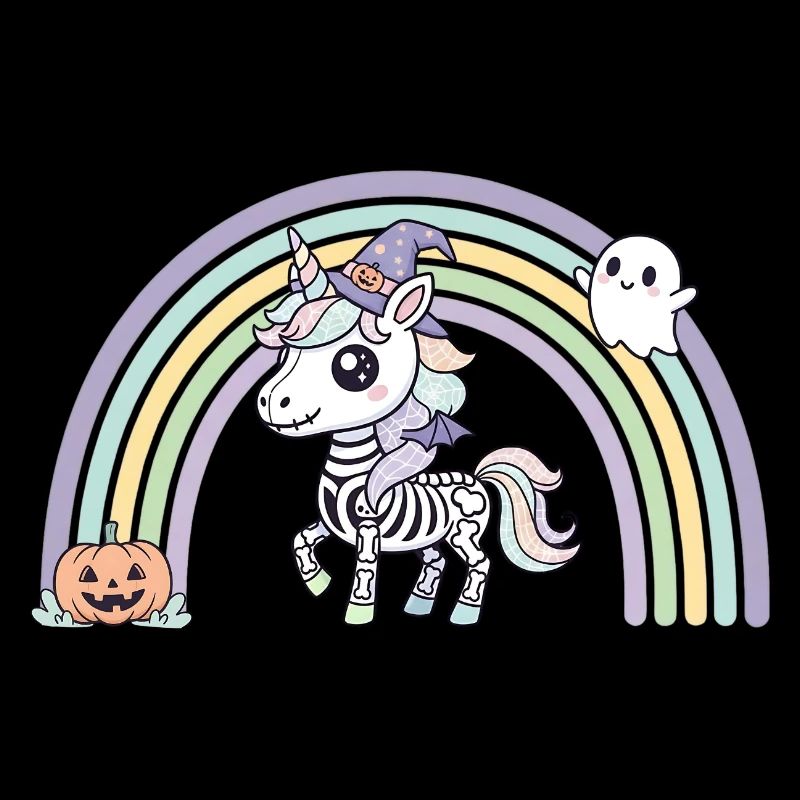 BOHO Licorne squelette avec arc-en-ciel – Halloween