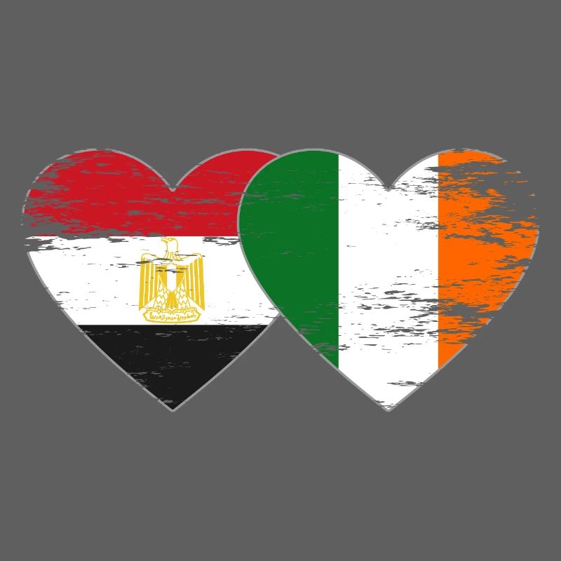 Egypte Irlande Drapeau Coeur Utilisé