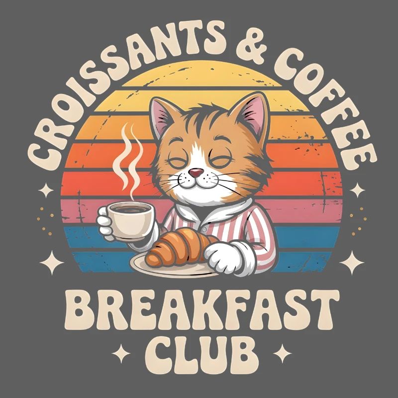 Chat Café Retro Petit Déjeuner
