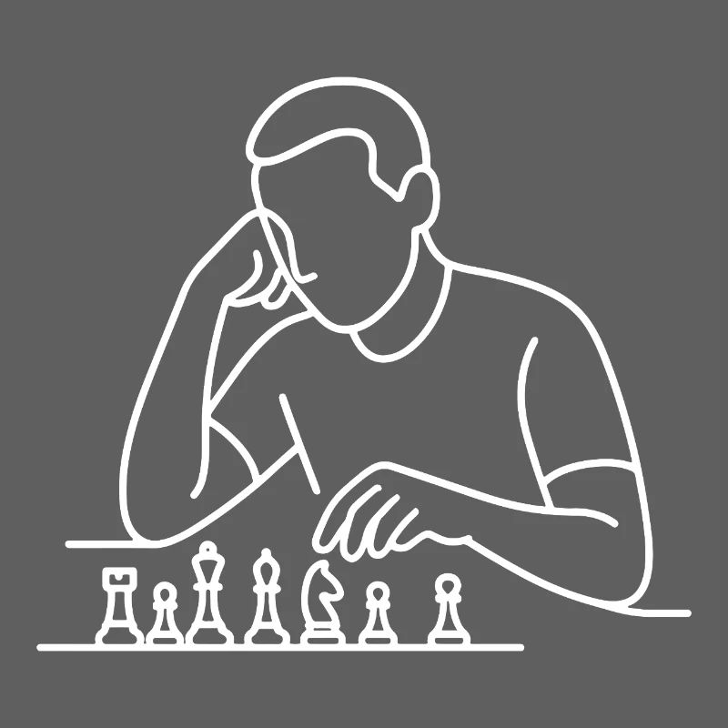 Chess Player Sketch – Minimalist Thinking Motif