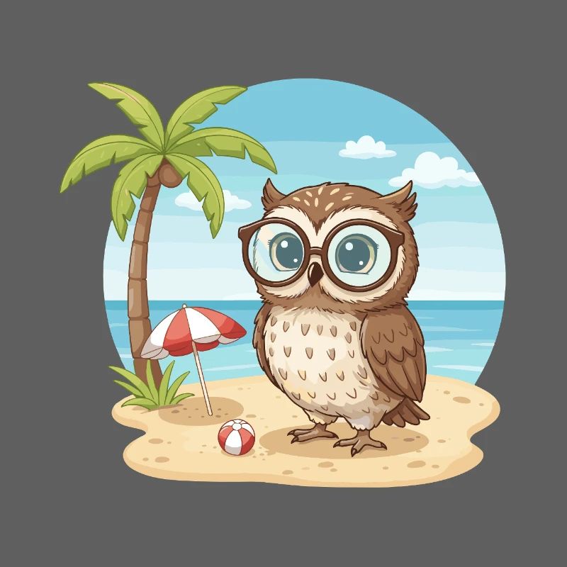 Süße Eule mit Brille Strandsommerferien