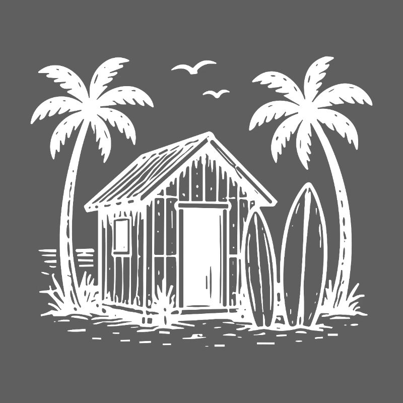 Beach Hut Surfboards Palm Trees Holidays Summer