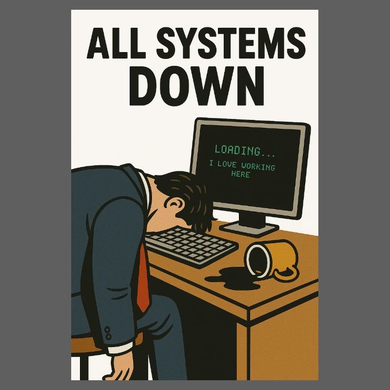 All Systems Down  IT Humor Karikatur 
