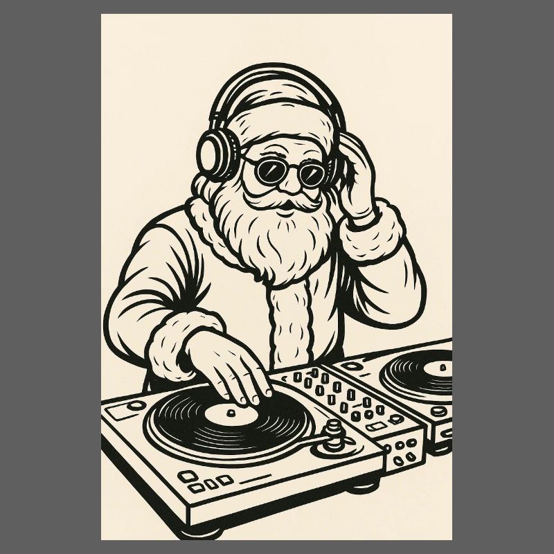 Weihnachtsmann-DJ auf Plattenspielern