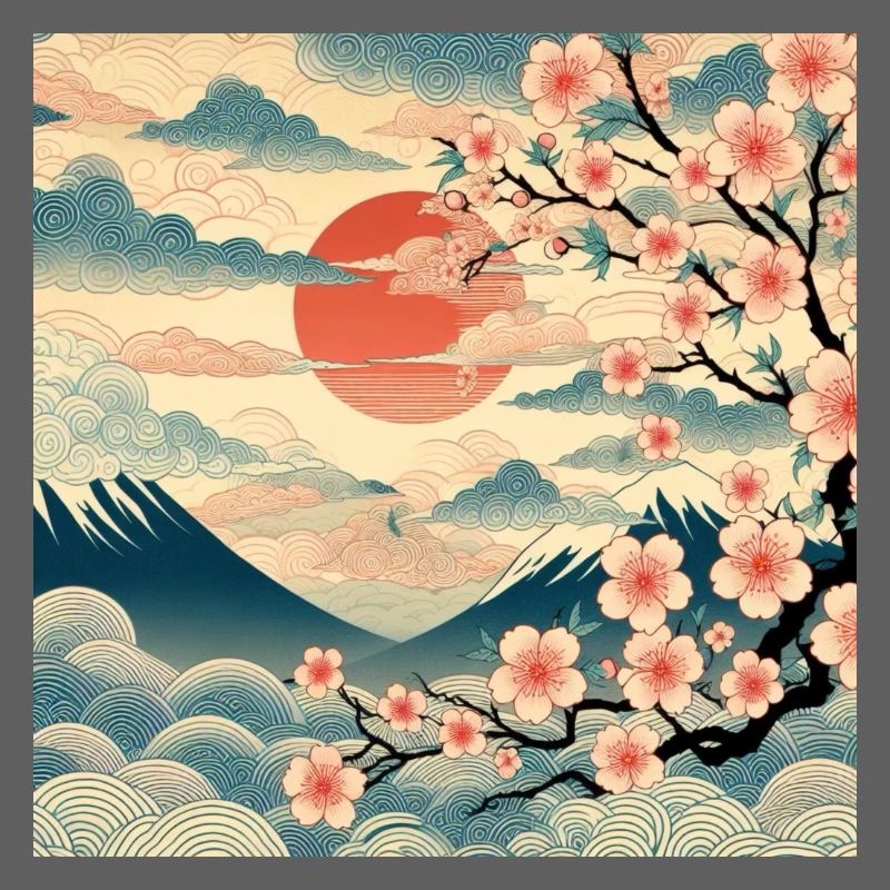 Ukiyo-e Style Lever de soleil II