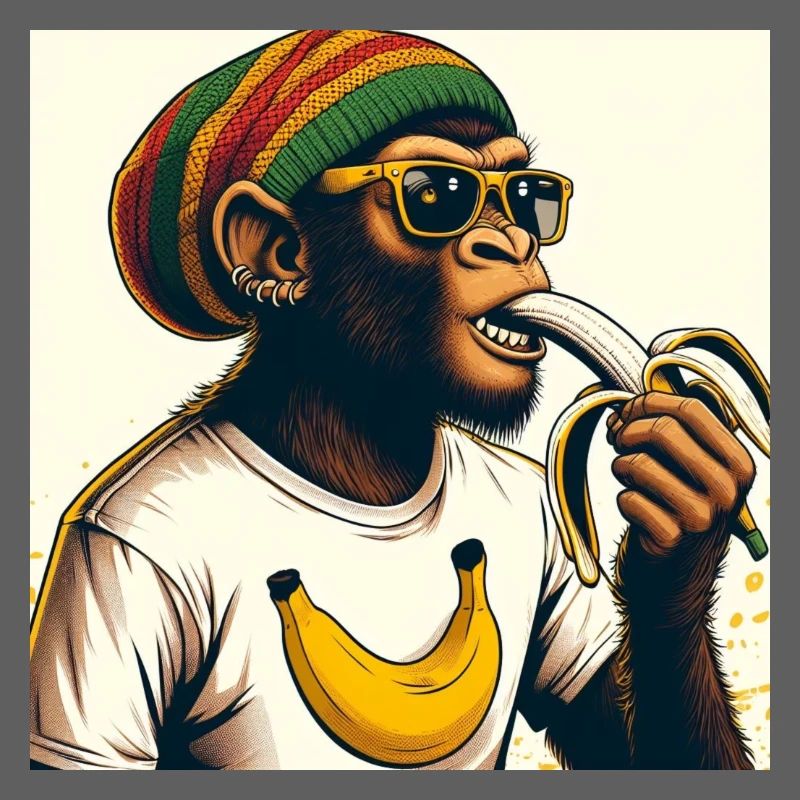 Un singe cool mange de la banane