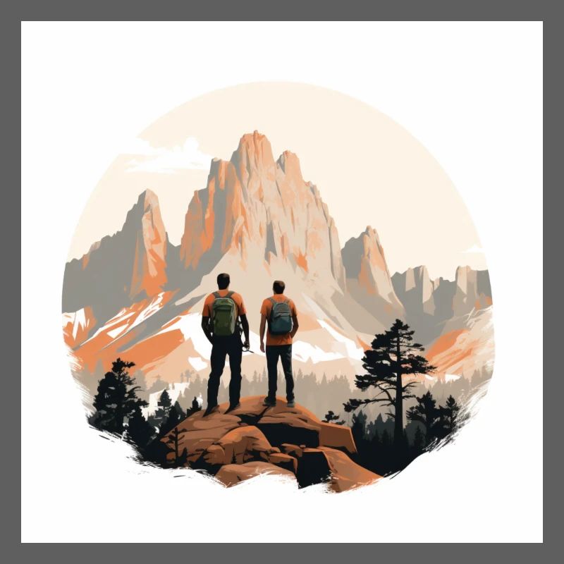 Wanderer vor Alpenlandschaft